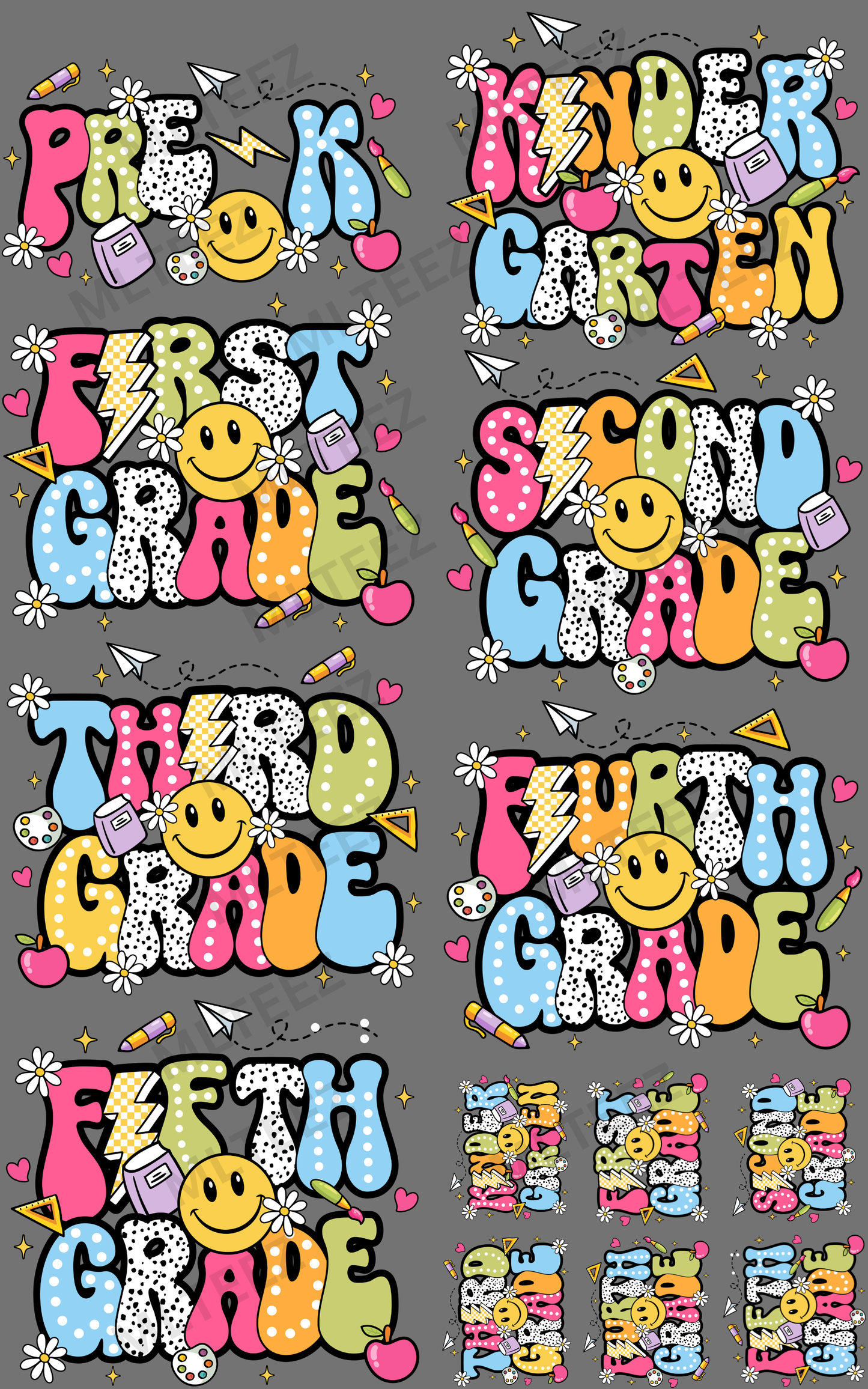 BACK TO SCHOOL (17) PREMADE GANGSHEET - 22X36 DTF TRANSFERS - DIRECT TO FILM