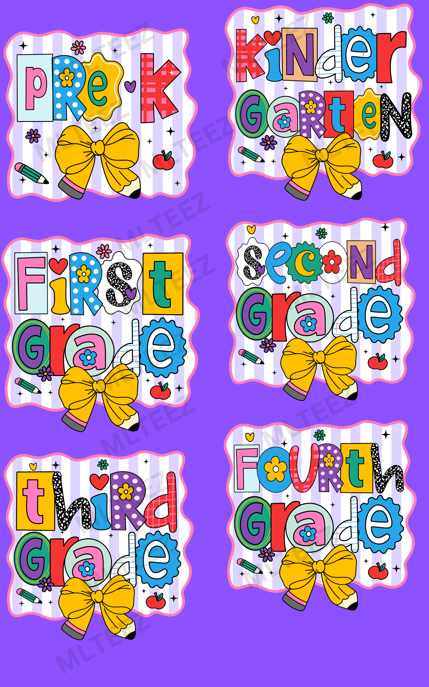 BACK TO SCHOOL (18) PREMADE GANGSHEET - 22X36 DTF TRANSFERS - DIRECT TO FILM