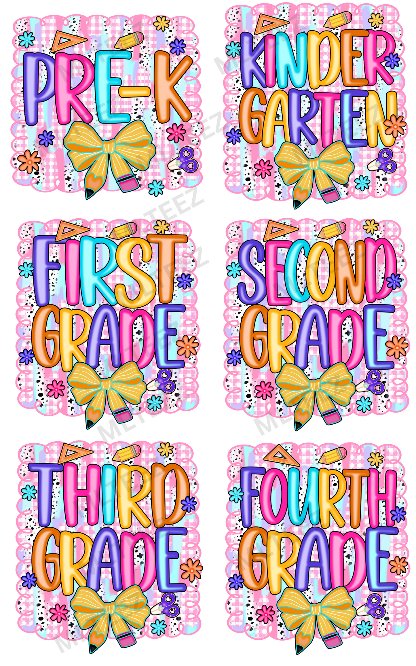 BACK TO SCHOOL (9) PREMADE GANGSHEET  - 22X36  DTF TRANSFERS - DIRECT TO FILM