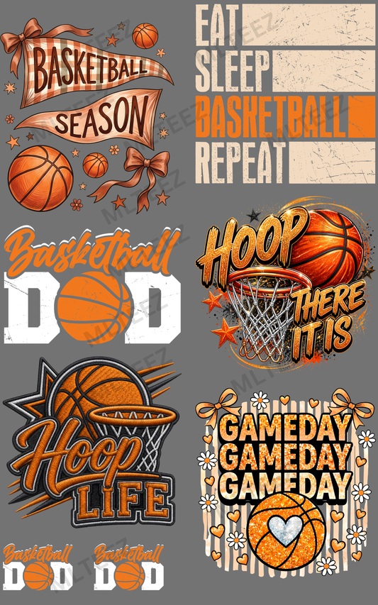 BASKETBALL SEASON (1) PREMADE GANGSHEET - 22X36 DTF TRANSFERS - DIRECT TO FILM