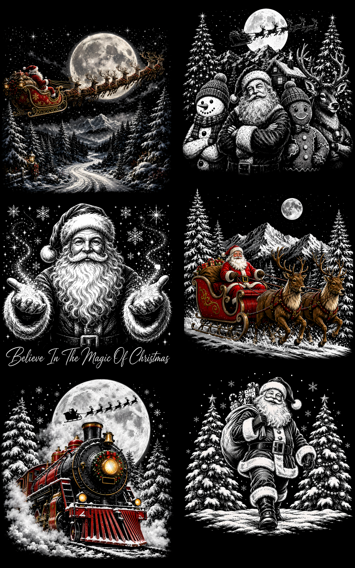 BELIEVE IN THE MAGIC OF CHRISTMAS (2) PREMADE GANGSHEET - 22X36 DTF TRANSFERS - DIRECT TO FILM