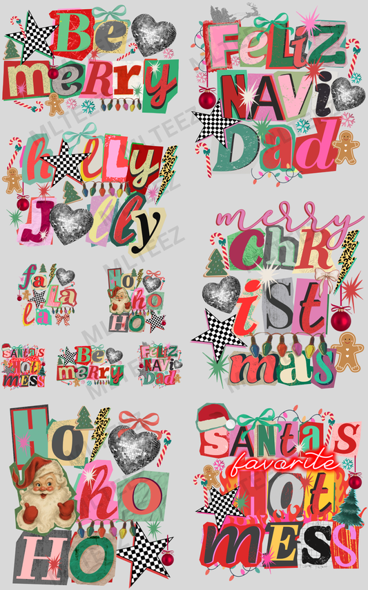 BE MERRY (1) PREMADE GANGSHEET - 22X36 DTF TRANSFERS - DIRECT TO FILM