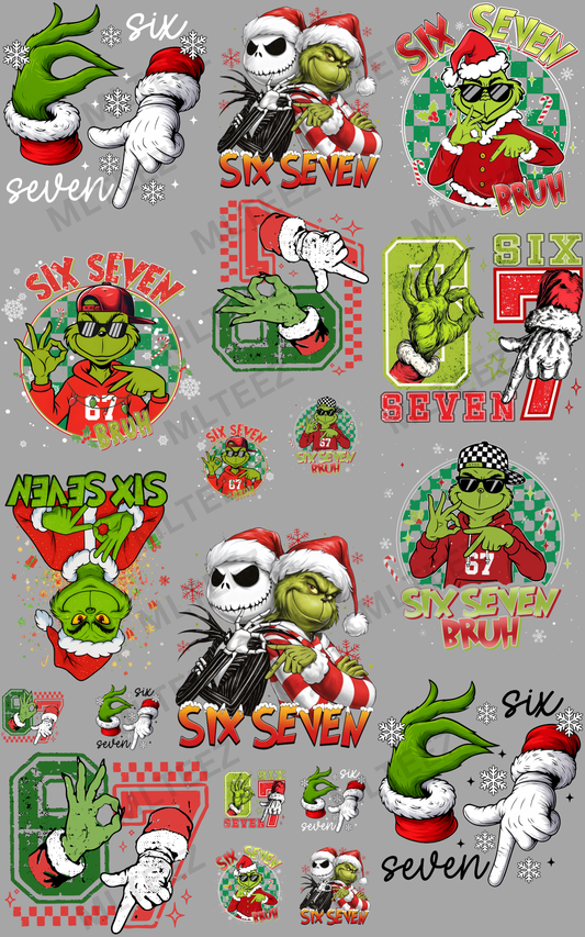 CHRISTMAS 67 (3) BIG GREEN MAN YOUTH PREMADE GANGSHEET - 22X36 DTF TRANSFERS - DIRECT TO FILM