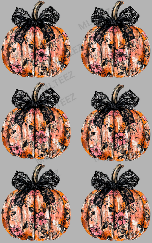 BLACK LACE PUMPKINS PREMADE GANGSHEET  - 22X36  DTF TRANSFERS - DIRECT TO FILM