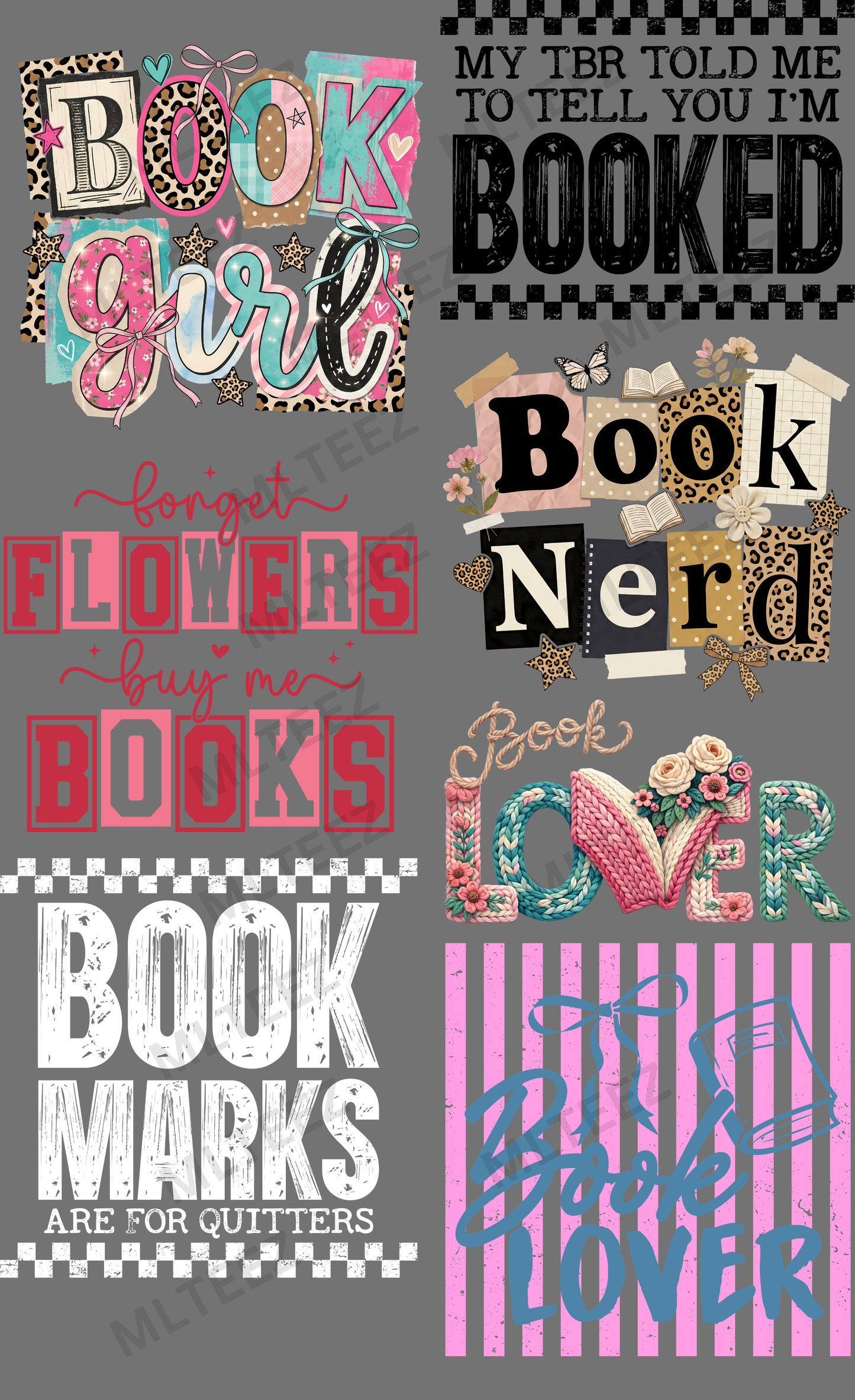 BOOK GIRL (1) PREMADE GANGSHEET - 22X36 DTF TRANSFERS - DIRECT TO FILM