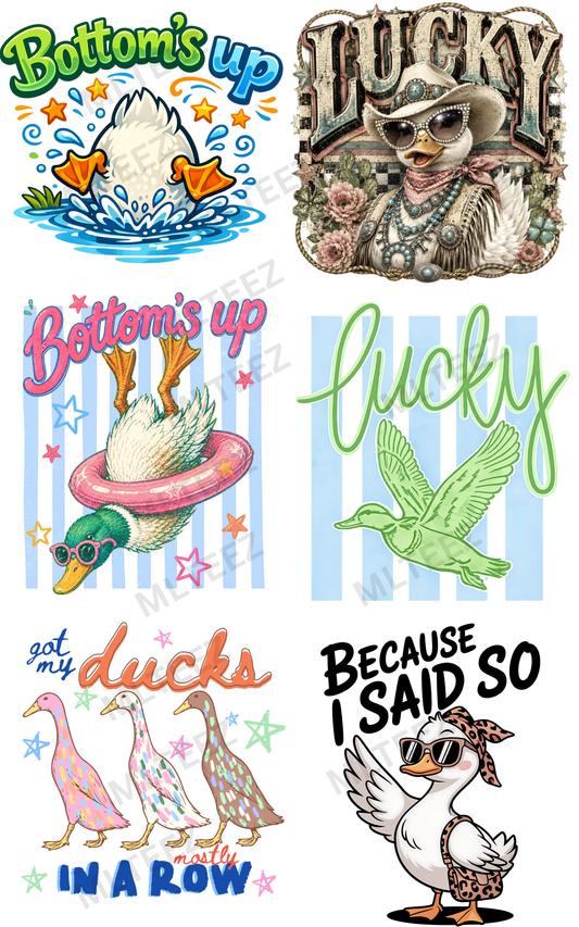 BOTTOM'S UP (DUCKS) (1) PREMADE GANGSHEET - 22X36 DTF TRANSFERS - DIRECT TO FILM