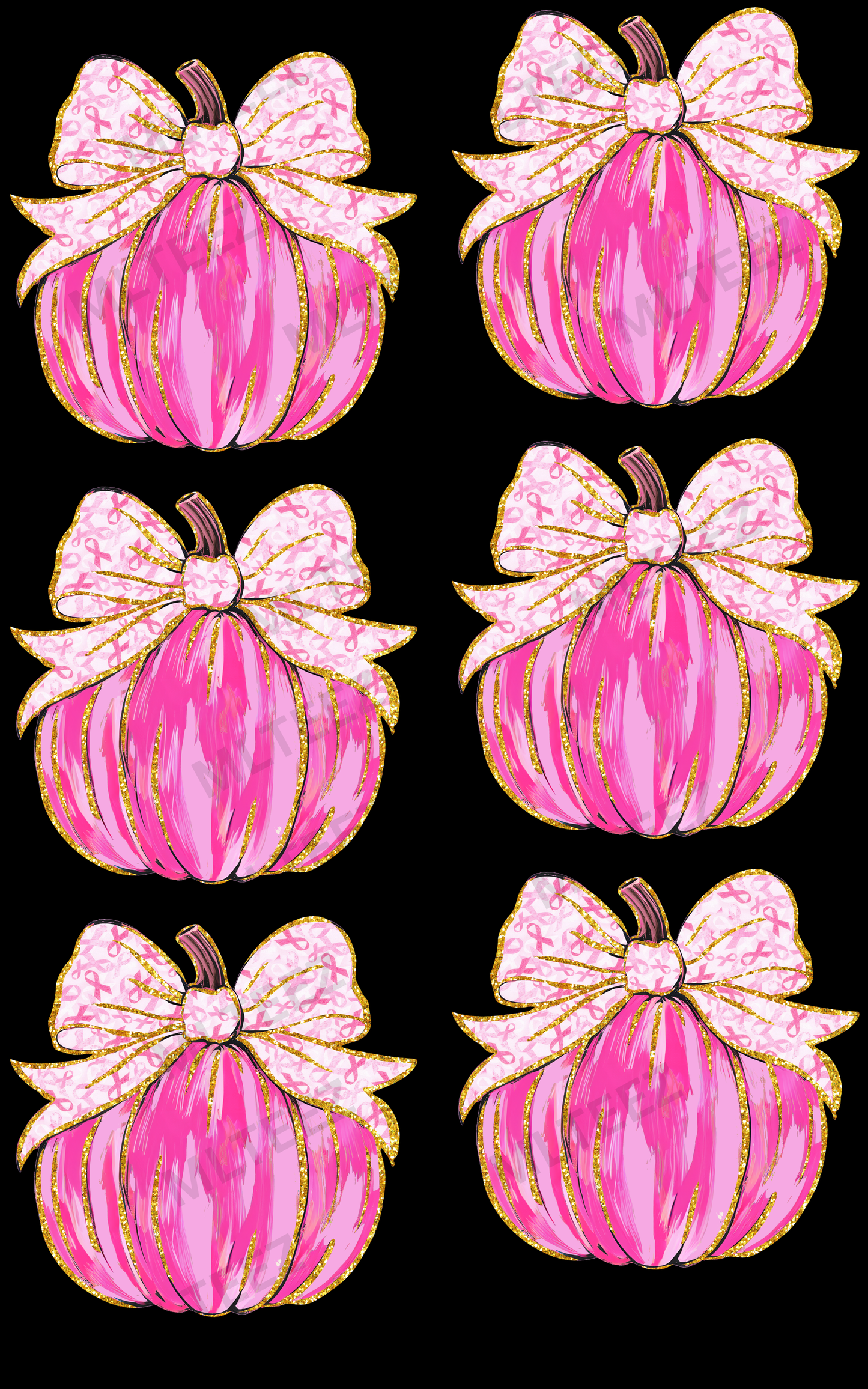 BREAST CANCER AWARENESS PUMPKINS (1) PREMADE GANGSHEET - 22X36 DTF TRANSFERS - DIRECT TO FILM