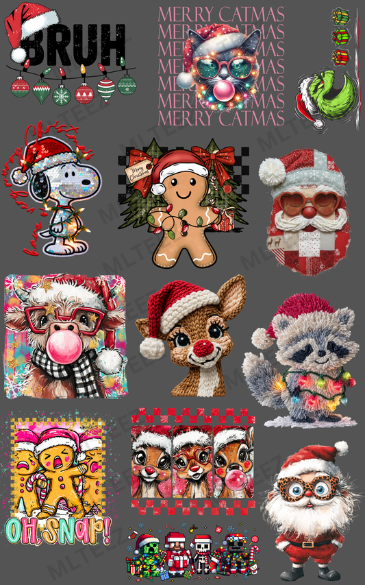 BRUH YOUTH CHRISTMAS PREMADE GANGSHEET - 22X36 DTF TRANSFERS - DIRECT TO FILM