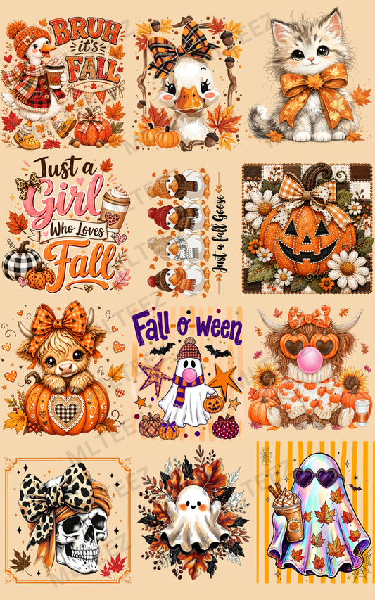 BRUH ITS FALL YOUTH (1) PREMADE GANGSHEET - 22X36 DTF TRANSFERS - DIRECT TO FILM