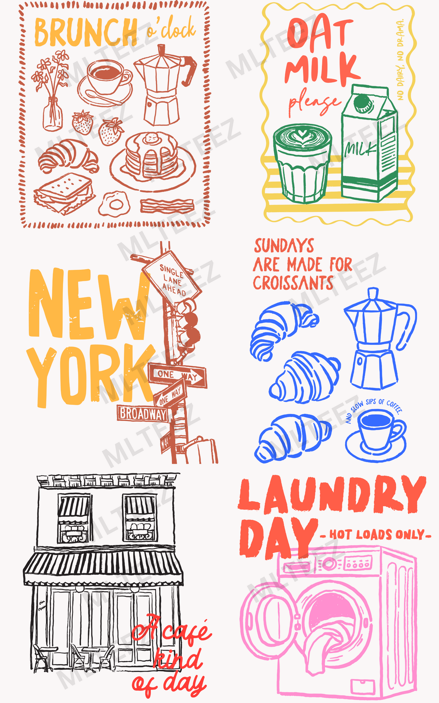 BRUNCH O'CLOCK PREMADE GANGSHEET  - 22X36  DTF TRANSFERS - DIRECT TO FILM