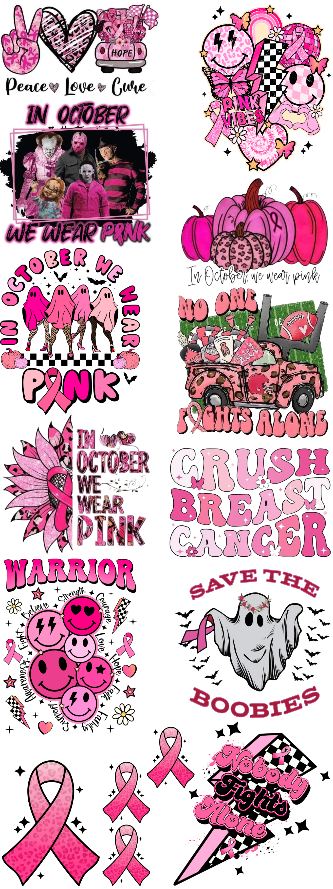 PREMADE BREAST CANCER WARRIOR GANGSHEET - 22X60