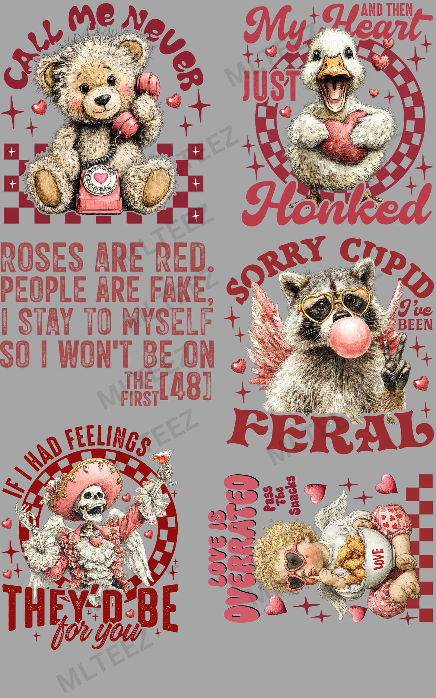 CALL ME NEVER (1) PREMADE GANGSHEET - 22X36 DTF TRANSFERS - DIRECT TO FILM