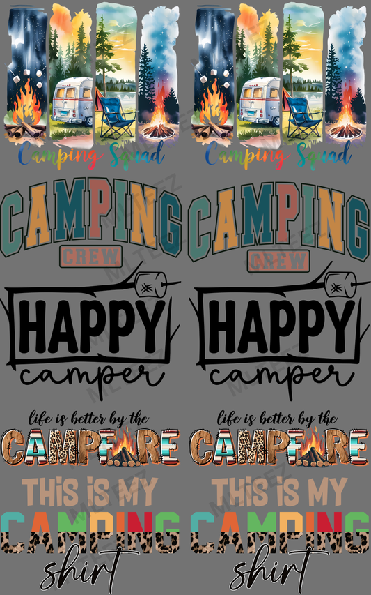 CAMPING (1) PREMADE GANGSHEET - 22X36 DTF TRANSFERS - DIRECT TO FILM