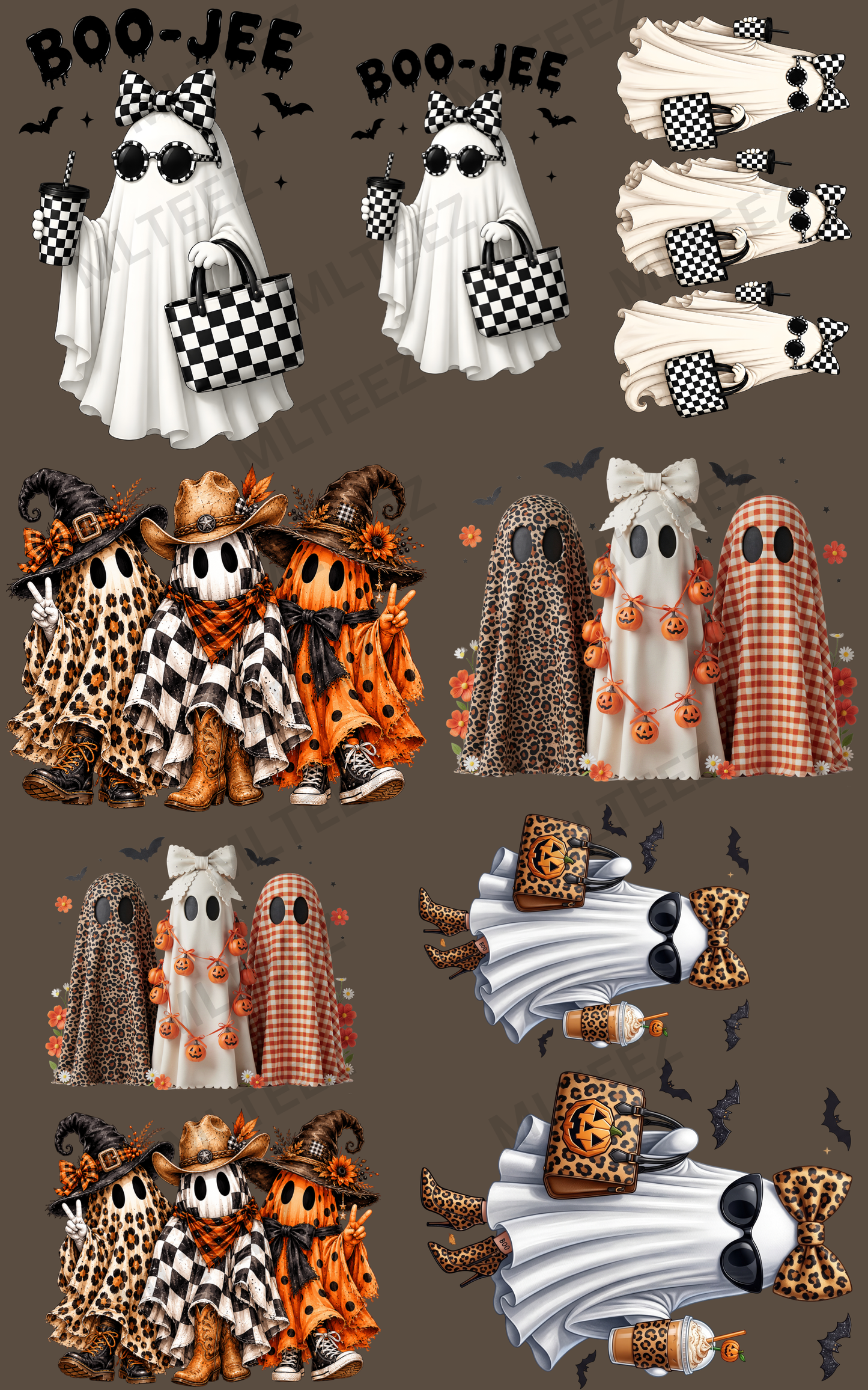 CHECKERED BOO-JEE (1) PREMADE GANGSHEET - 22X36 DTF TRANSFERS - DIRECT TO FILM