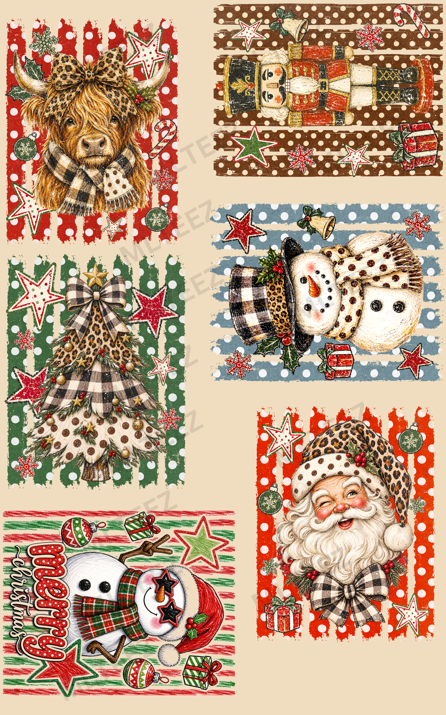 CHRISTMAS (1) PREMADE GANGSHEET - 22X36 DTF TRANSFERS - DIRECT TO FILM