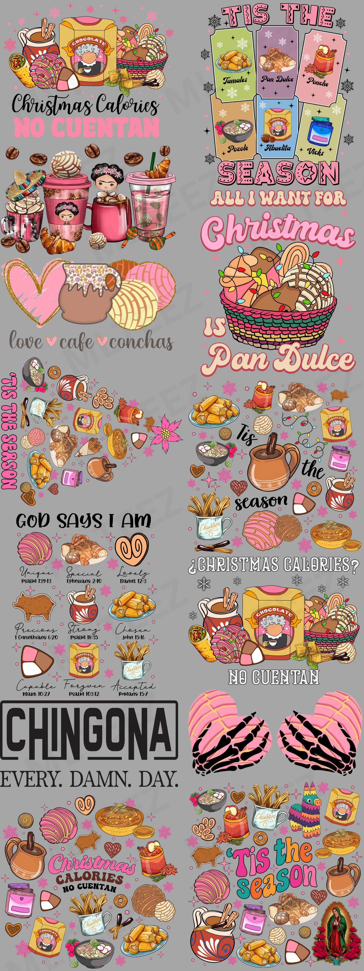 CHRISTMAS CALORIES NO CUENTAN PREMADE GANGSHEET  - 22X60