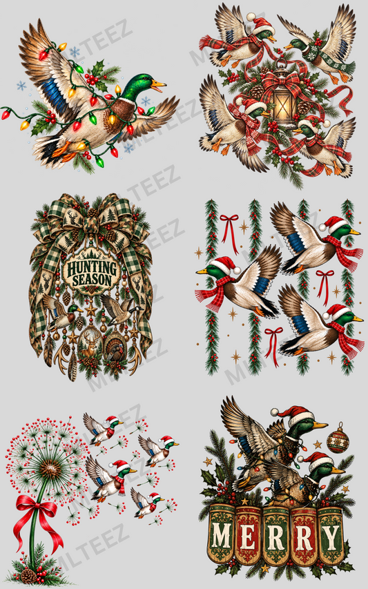 CHRISTMAS DUCKS (1) PREMADE GANGSHEET - 22X36 DTF TRANSFERS - DIRECT TO FILM