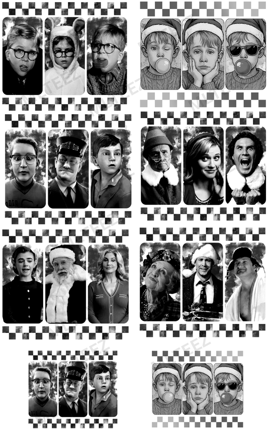 CHRISTMAS MOVIES HALF TONED (1) PREMADE GANGSHEET - 22X36 DTF TRANSFERS - DIRECT TO FILM