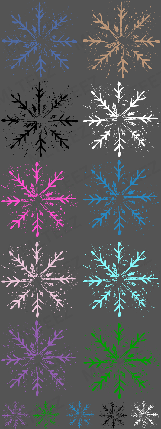 CHRISTMAS SNOWFLAKES (1) PREMADE GANGSHEET - 22X60 DTF TRANSFERS - DIRECT TO FILM
