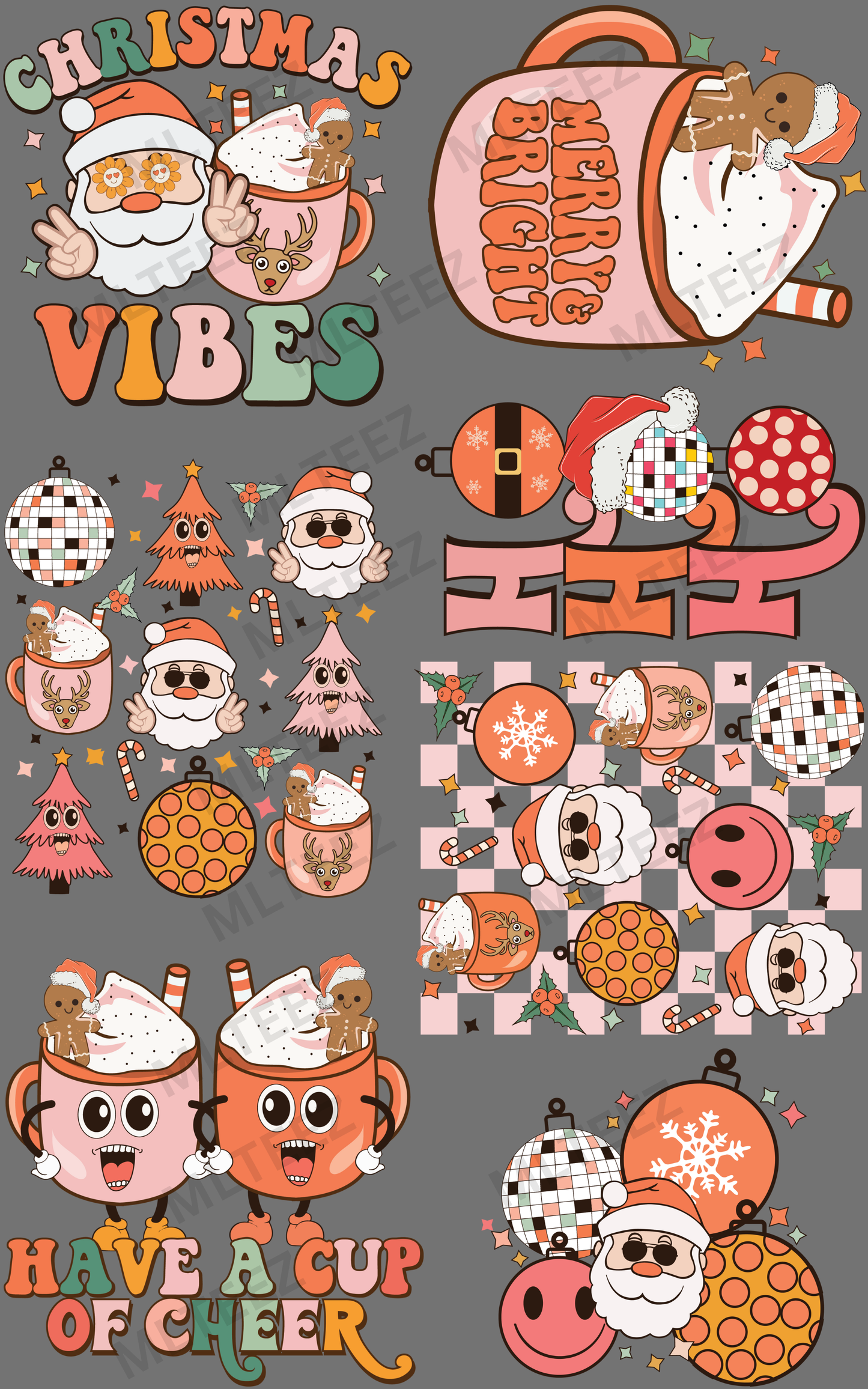 CHRISTMAS VIBES (1) PREMADE GANGSHEET - 22X36 DTF TRANSFERS - DIRECT TO FILM