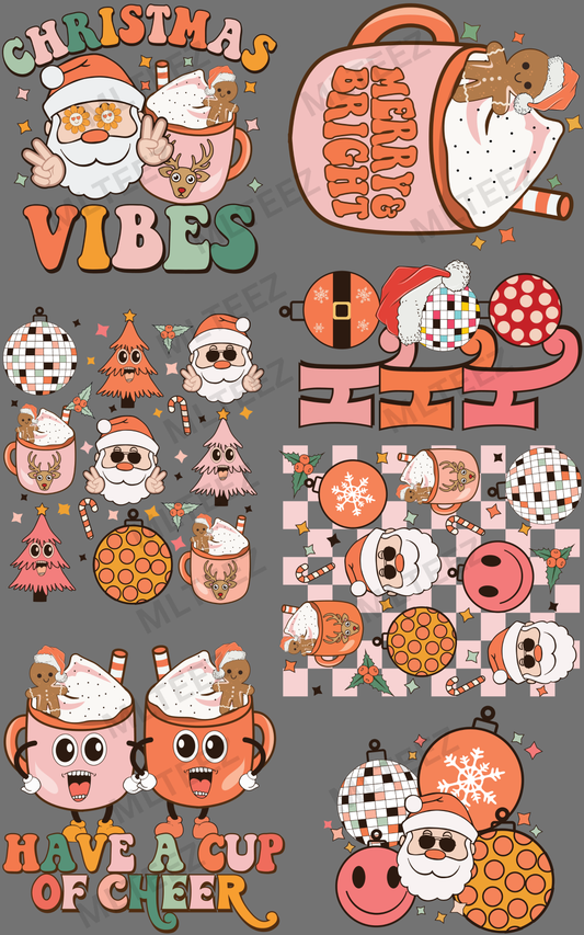 CHRISTMAS VIBES (1) PREMADE GANGSHEET - 22X36 DTF TRANSFERS - DIRECT TO FILM