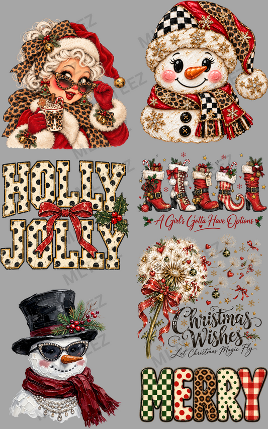 CHRISTMAS WISHES (1) PREMADE GANGSHEET - 22X36 DTF TRANSFERS - DIRECT TO FILM