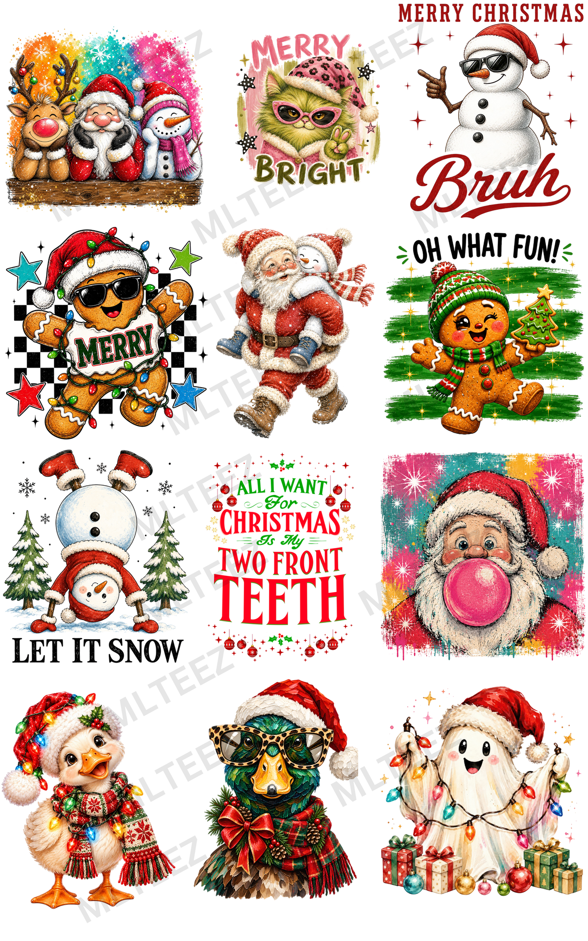 CHRISTMAS YOUTH (4) PREMADE GANGSHEET - 22X36 DTF TRANSFERS - DIRECT TO FILM