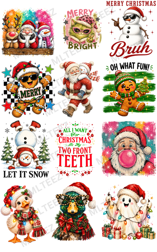 CHRISTMAS YOUTH (4) PREMADE GANGSHEET - 22X36 DTF TRANSFERS - DIRECT TO FILM