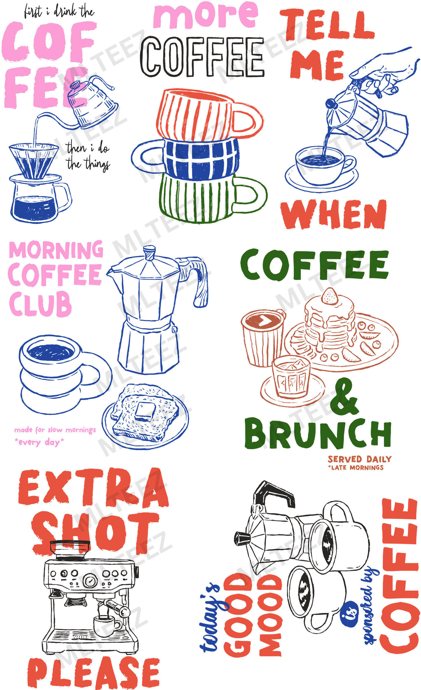 COFFEE (1) PREMADE GANGSHEET - 22X36 DTF TRANSFERS - DIRECT TO FILM