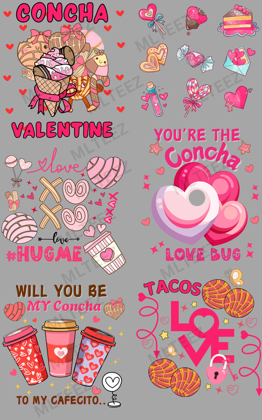 CONCHA VALENTINE (1) PREMADE GANGSHEET - 22X36 DTF TRANSFERS - DIRECT TO FILM