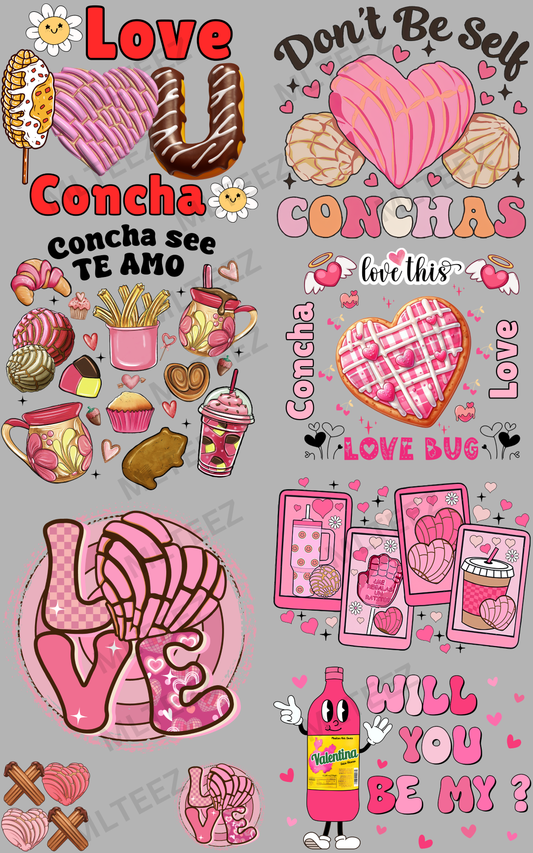 CONCHA VALENTINE (2) PREMADE GANGSHEET - 22X36 DTF TRANSFERS - DIRECT TO FILM
