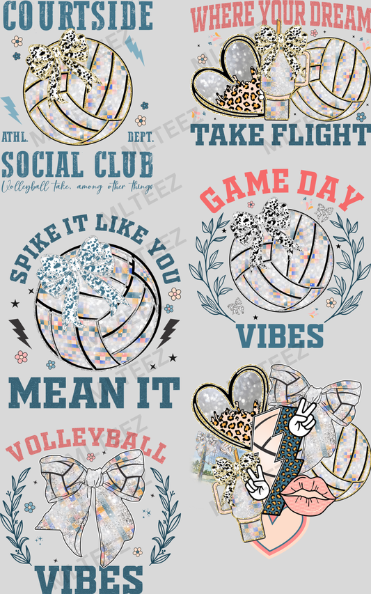 COURTSIDE SOCIAL CLUB (VOLLEYBALL) (1) PREMADE GANGSHEET - 22X36 DTF TRANSFERS - DIRECT TO FILM