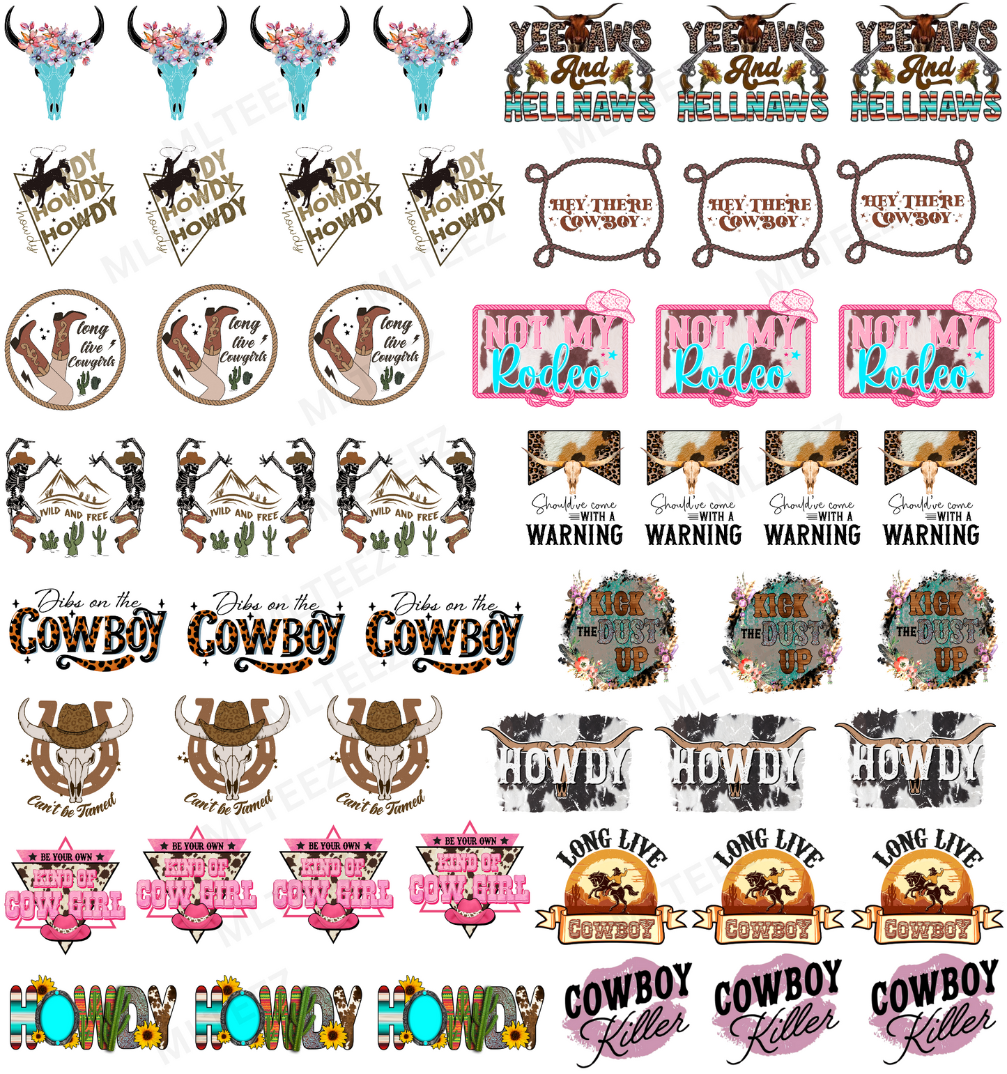 COWBOY UP TRUCKER HAT GANGSHEET  - 22X24