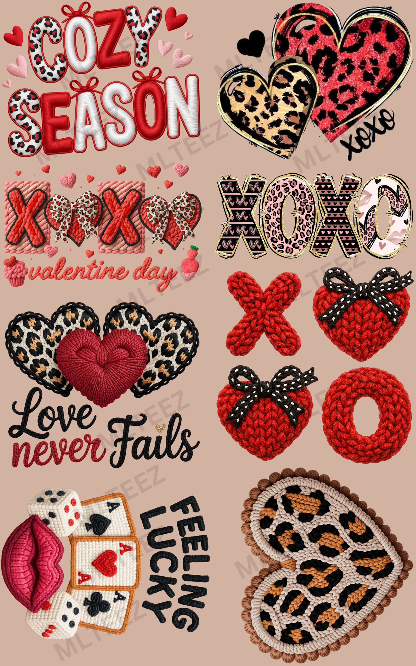 COZY SEASON (VDAY) (1) PREMADE GANGSHEET - 22X36 DTF TRANSFERS - DIRECT TO FILM