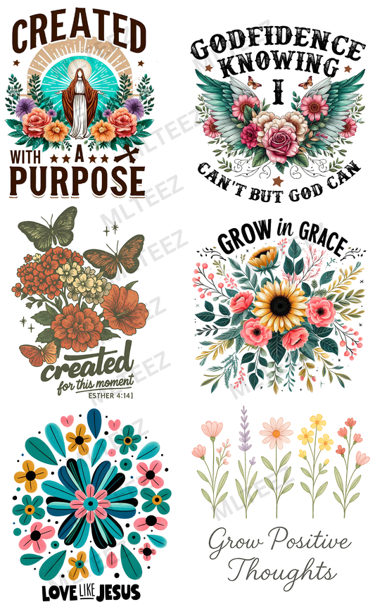 CREATED WITH PURPOSE (1) PREMADE GANGSHEET - 22X36 DTF TRANSFERS - DIRECT TO FILM
