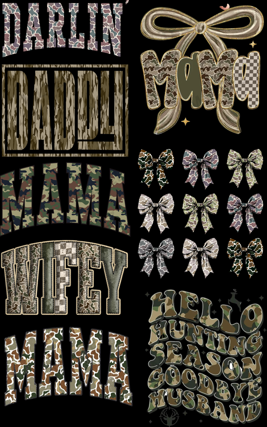 DARLIN CAMO (1) PREMADE GANGSHEET - 22X36 DTF TRANSFERS - DIRECT TO FILM