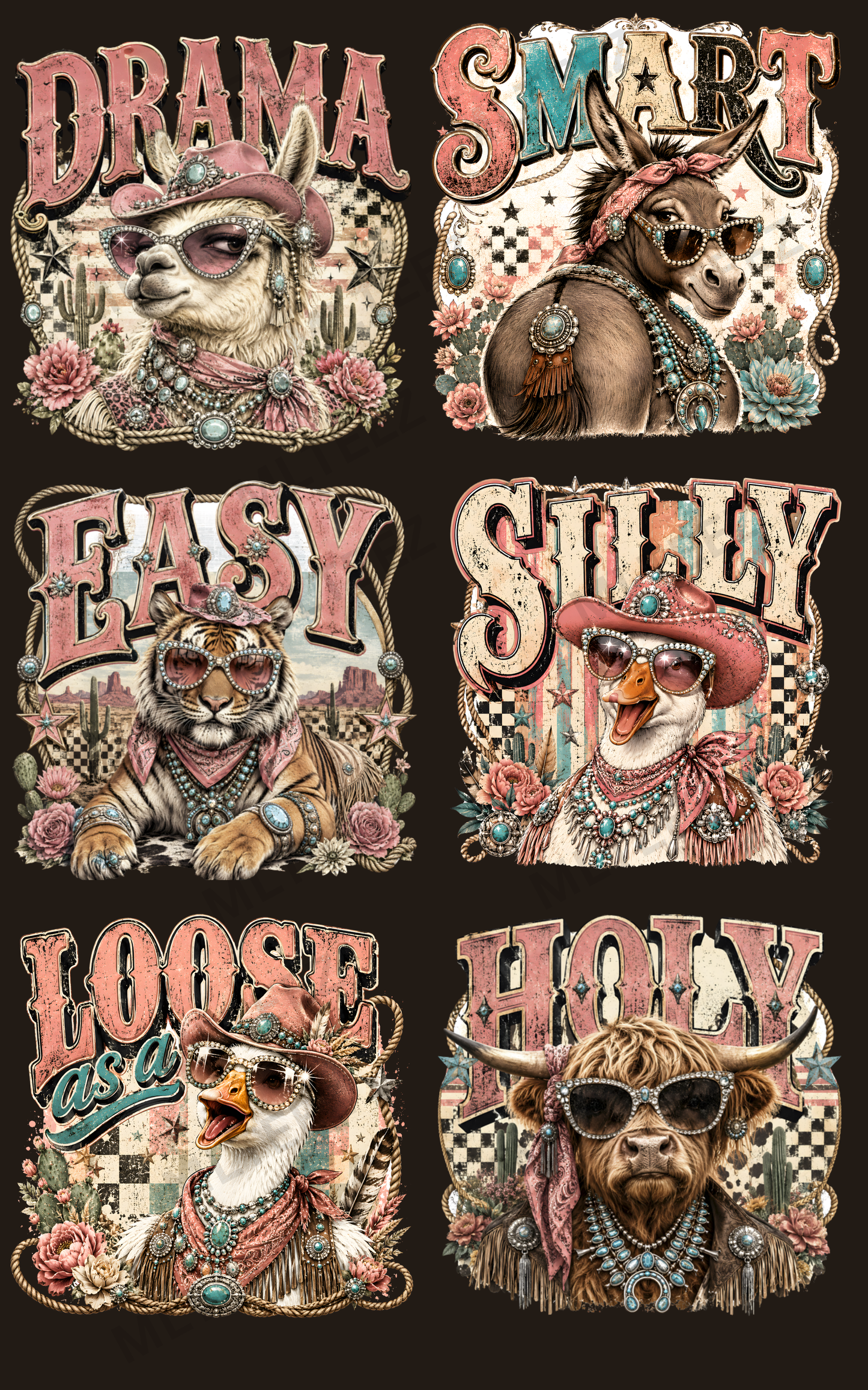 DRAMA LLAMA (1) PREMADE GANGSHEET - 22X36 DTF TRANSFERS - DIRECT TO FILM