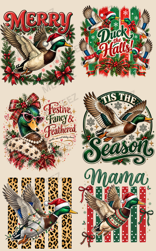 DUCK THE HALLS (1) PREMADE GANGSHEET - 22X36 DTF TRANSFERS - DIRECT TO FILM