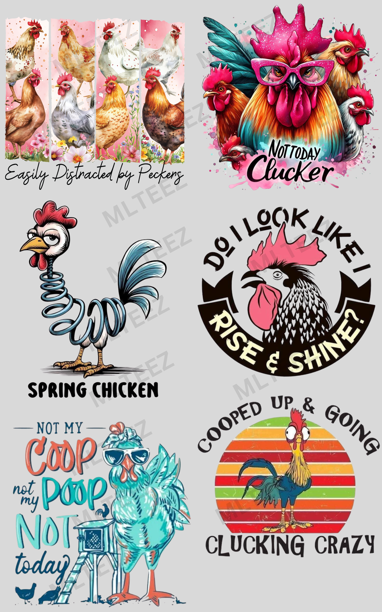 EASILY DISTRACTED BY PECKERS (1) PREMADE GANGSHEET - 22X36 DTF TRANSFERS - DIRECT TO FILM