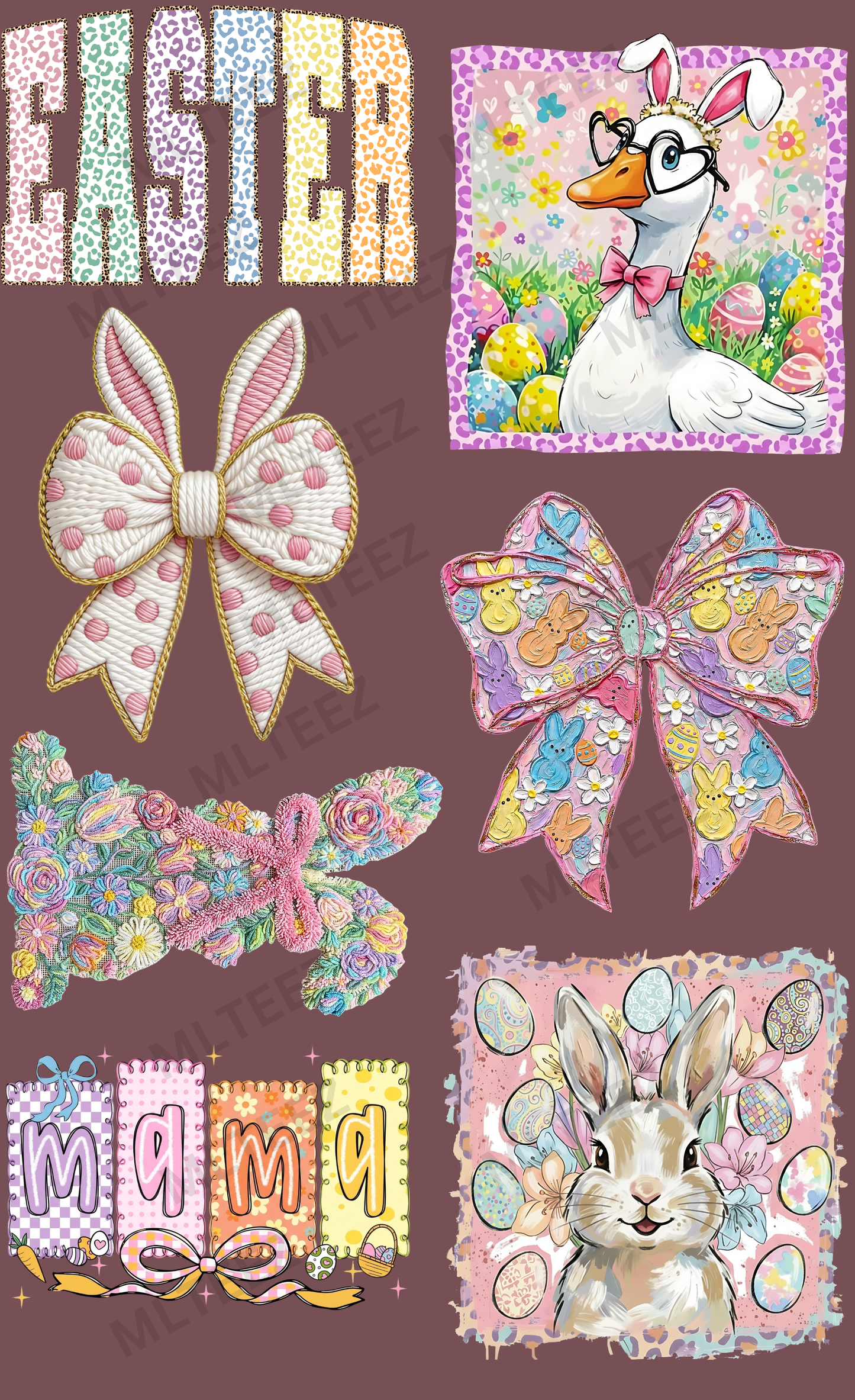 EASTER (5) PREMADE GANGSHEET - 22X36 DTF TRANSFERS - DIRECT TO FILM