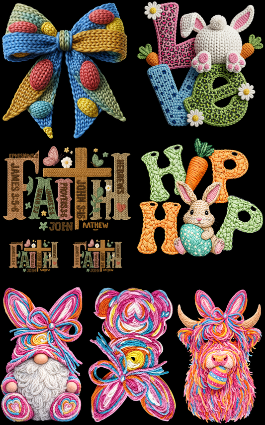 EASTER BOW (1) PREMADE GANGSHEET - 22X36 DTF TRANSFERS - DIRECT TO FILM