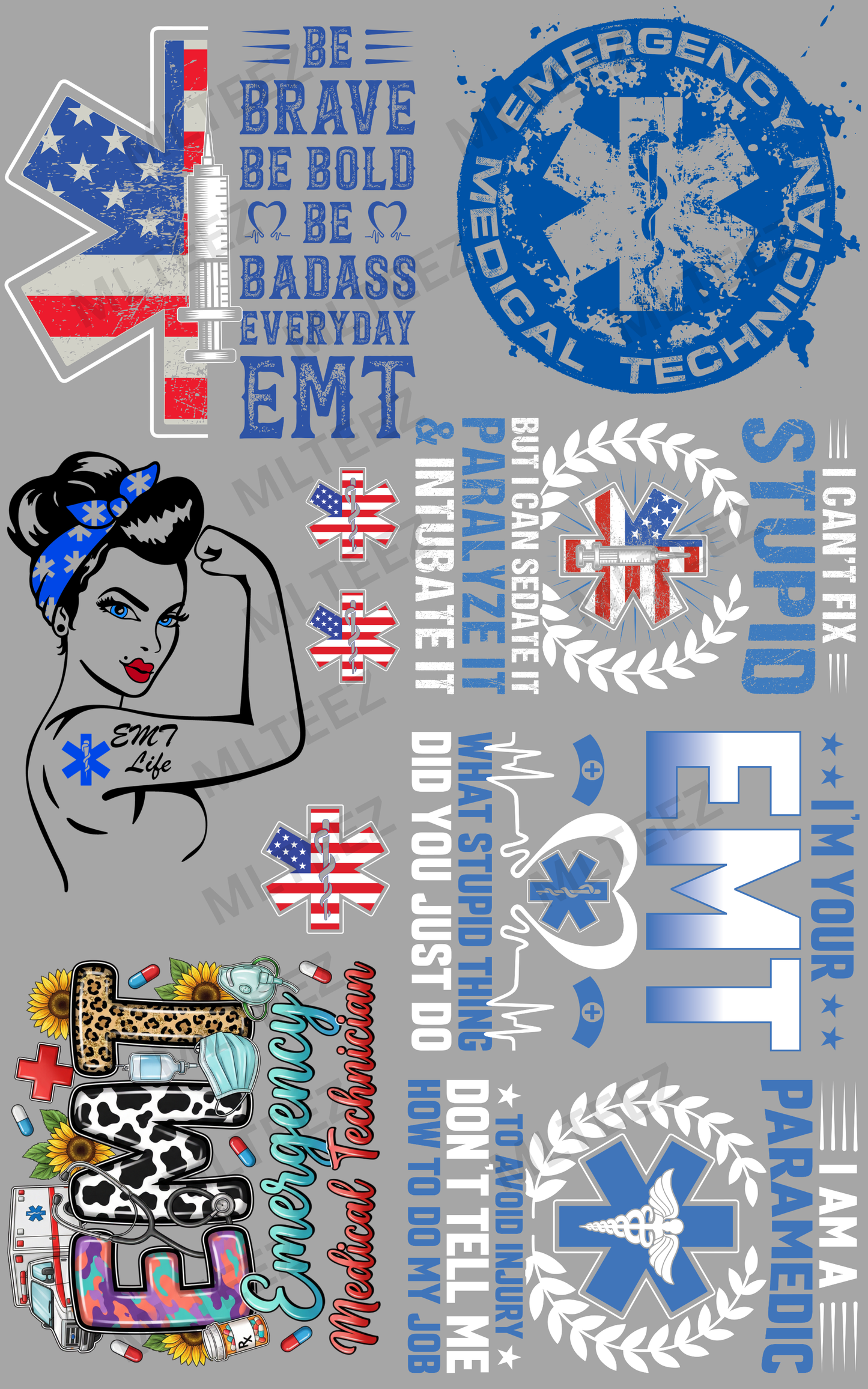 EMT (1) PREMADE GANGSHEET - 22X36 DTF TRANSFERS - DIRECT TO FILM