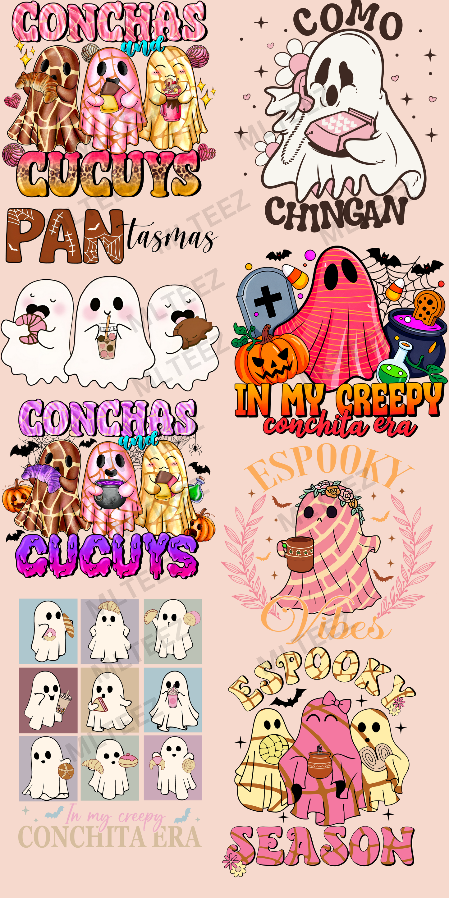 ESPOOKY VIBES PREMADE DRAFT GANGSHEET  - 22X45  DTF TRANSFERS - DIRECT TO FILM