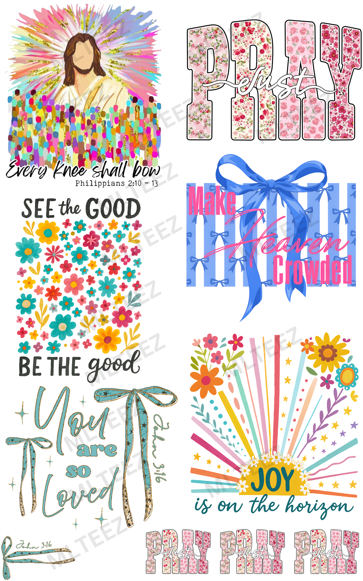 EVERY KNEE SHALL BOW (1) PREMADE GANGSHEET - 22X36 DTF TRANSFERS - DIRECT TO FILM