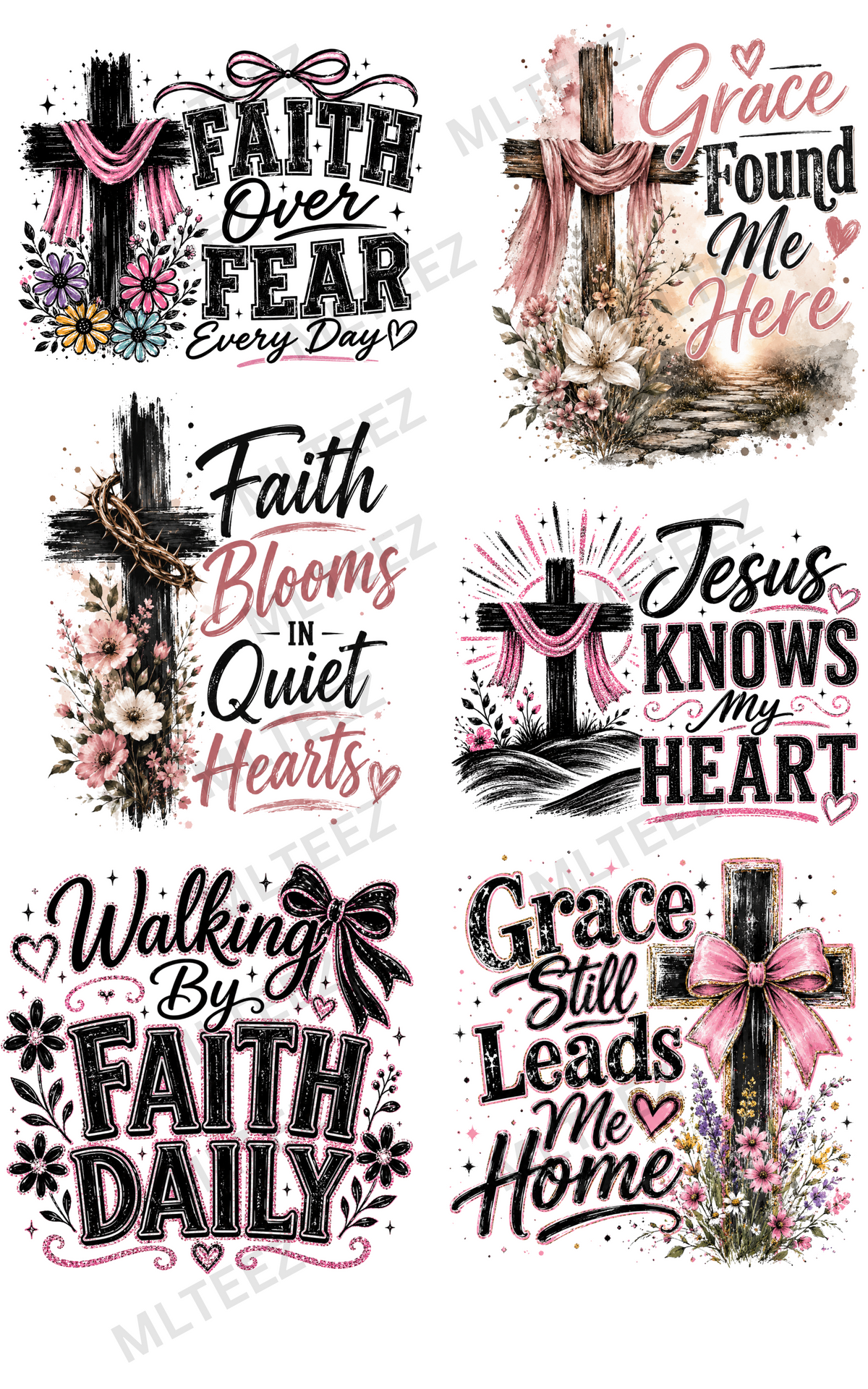 FAITH OVER FEAR EVERY DAY (1) PREMADE GANGSHEET - 22X36 DTF TRANSFERS - DIRECT TO FILM