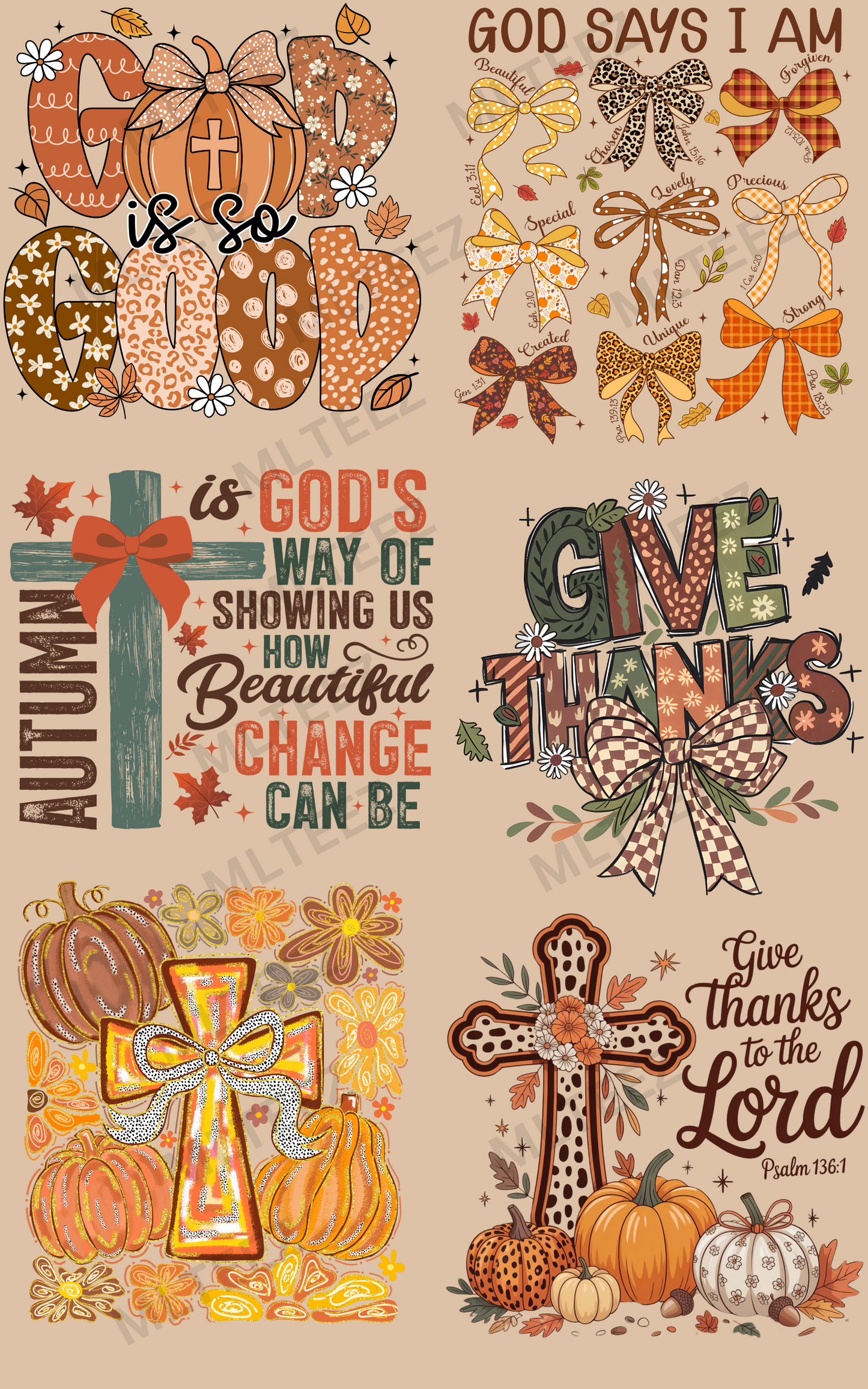 FALL-GOD IS GOOD PREMADE GANGSHEET  - 22X36  DTF TRANSFERS - DIRECT TO FILM