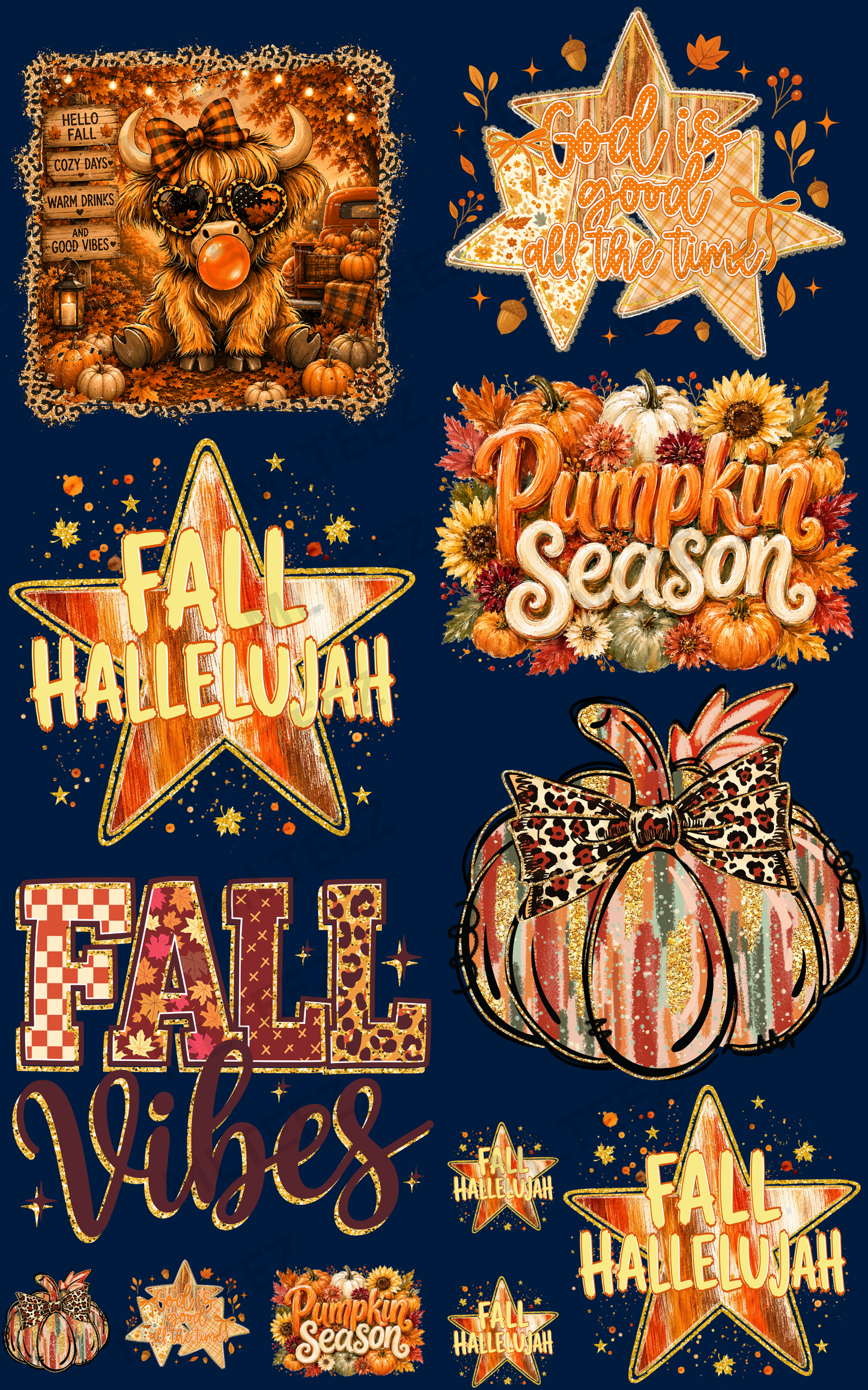 FALL HALLELUJAH (1) PREMADE GANGSHEET - 22X36 DTF TRANSFERS - DIRECT TO FILM