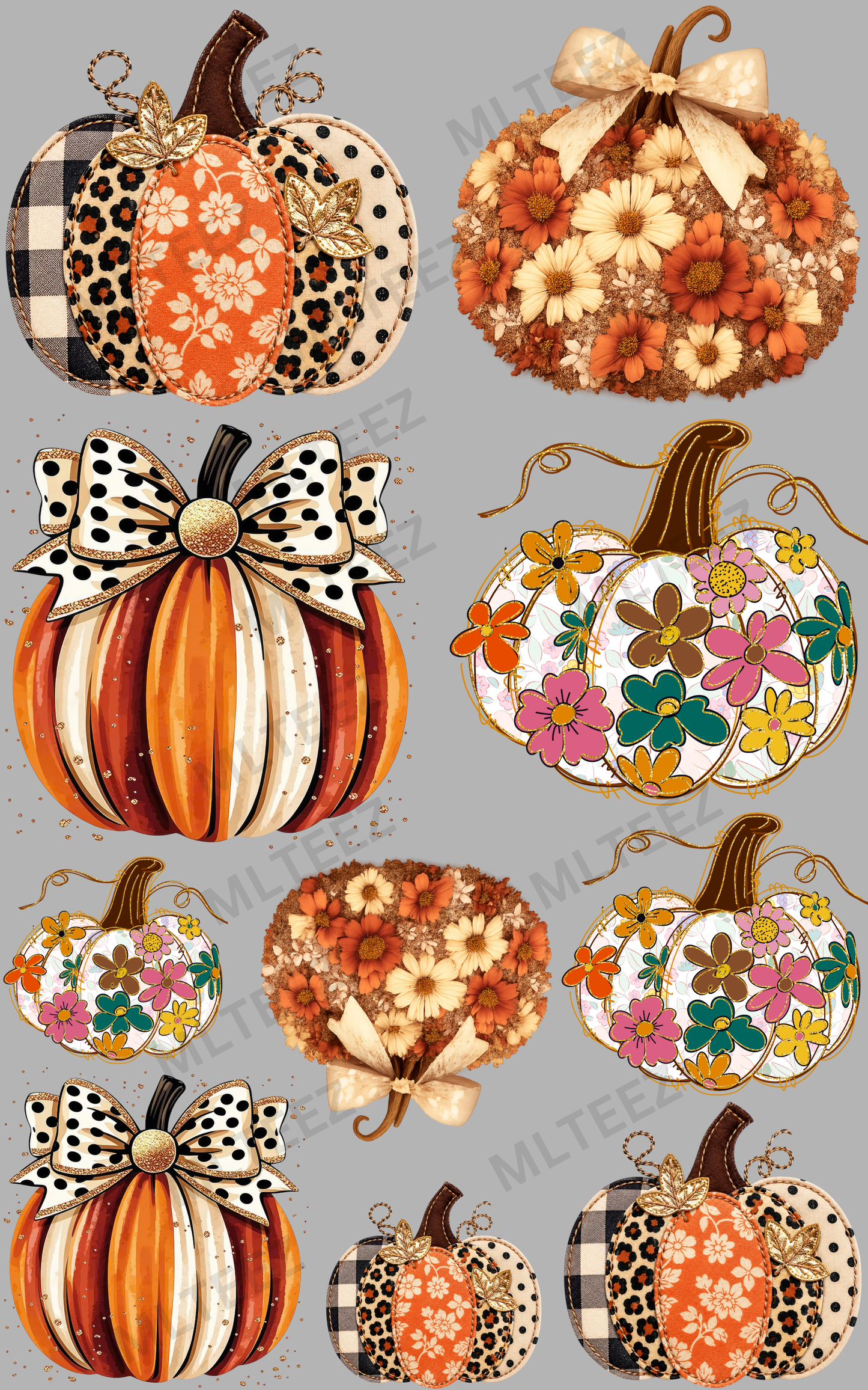 FALL PUMPKINS (1) PREMADE GANGSHEET - 22X36 DTF TRANSFERS - DIRECT TO FILM