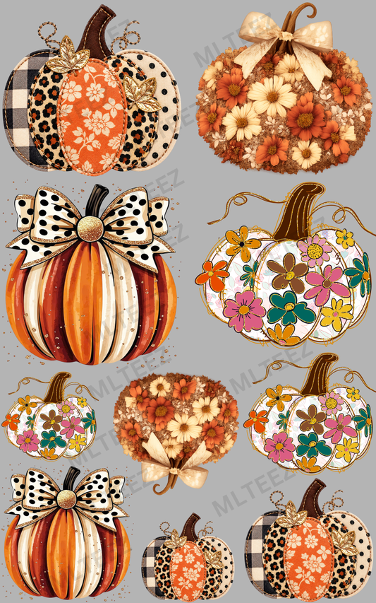 FALL PUMPKINS (1) PREMADE GANGSHEET - 22X36 DTF TRANSFERS - DIRECT TO FILM