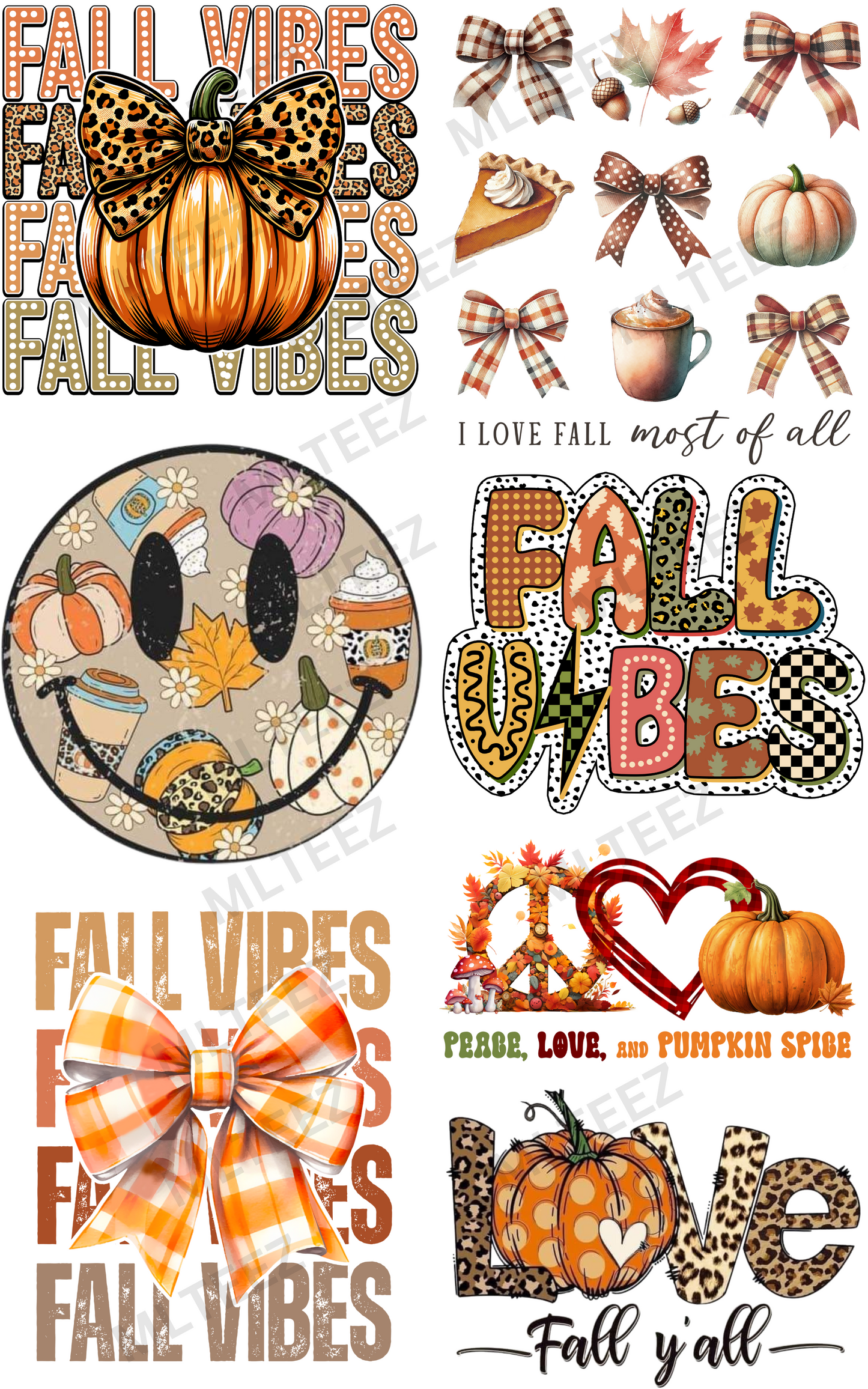 FALL VIBES (2) PREMADE GANGSHEET  - 22X36  DTF TRANSFERS - DIRECT TO FILM